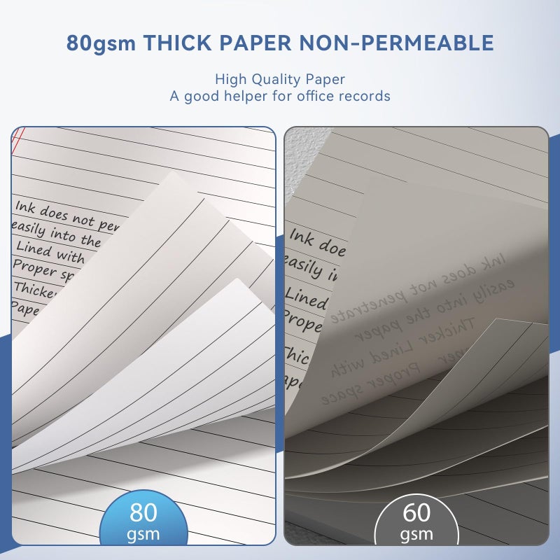 Nichela 10 Pack of Legal Pad Writing Pads 5"" x 8"" Notepad 80gsm Recycled Paper Small Legal Pads 25 Lines Note Pads Perforated Legal Pads 30 Sheets Double-Sided Printing Legal Pads for School, College, Office - Image 3